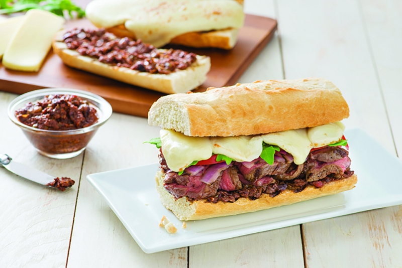 Grilled Pepper Steak and Mozzarella on Baguette – Pop and Thistle