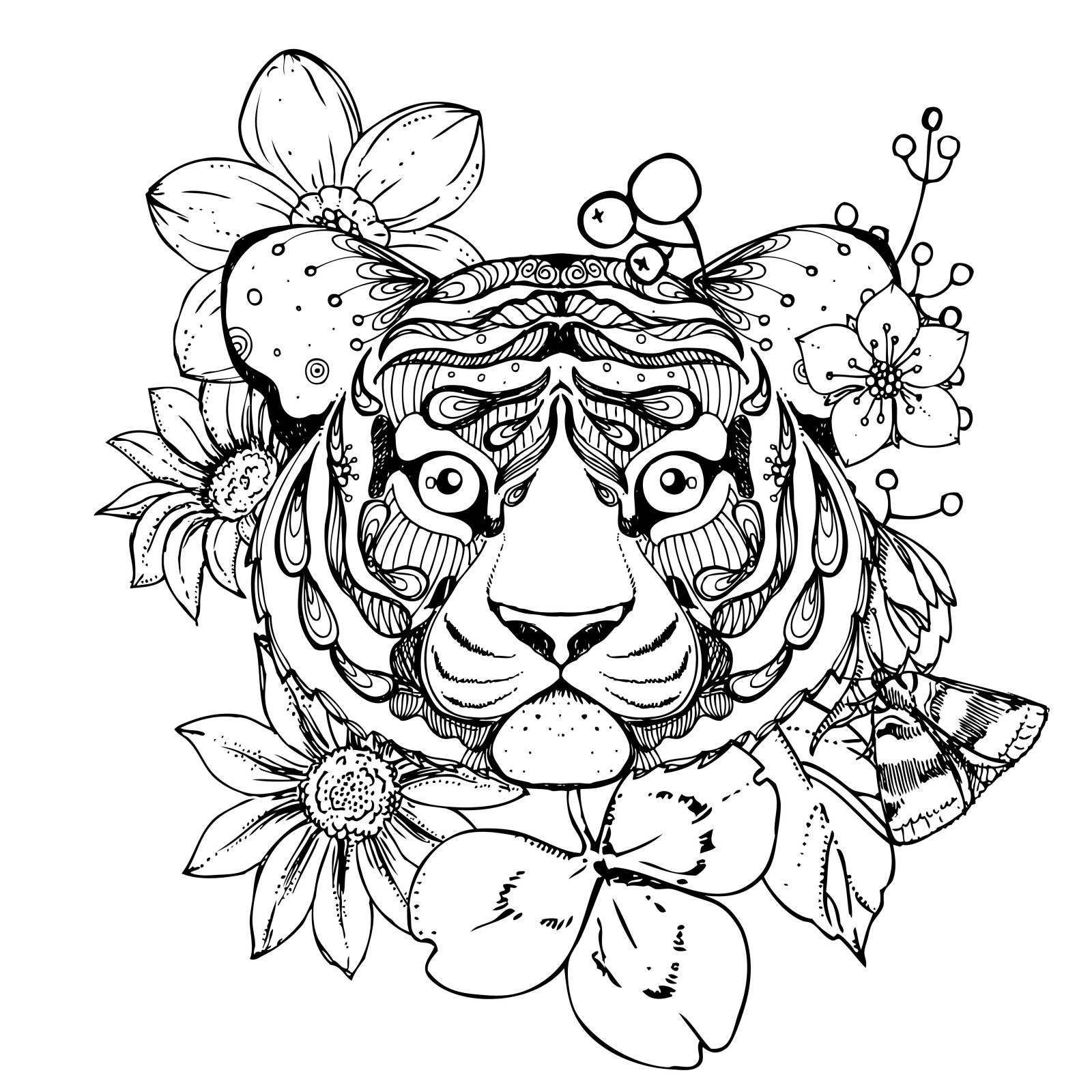 Free Coloring Page for Adults: Tiger – Pop and Thistle