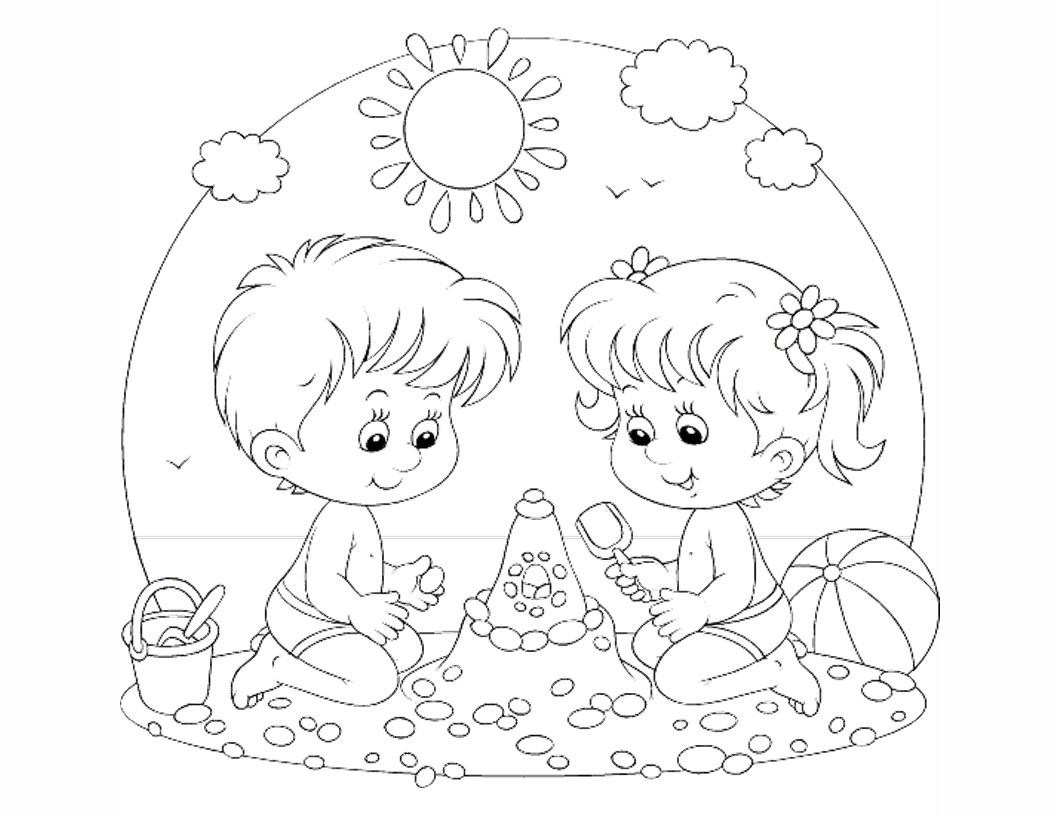 Free Coloring Page: Building a Sandcastle – Pop and Thistle